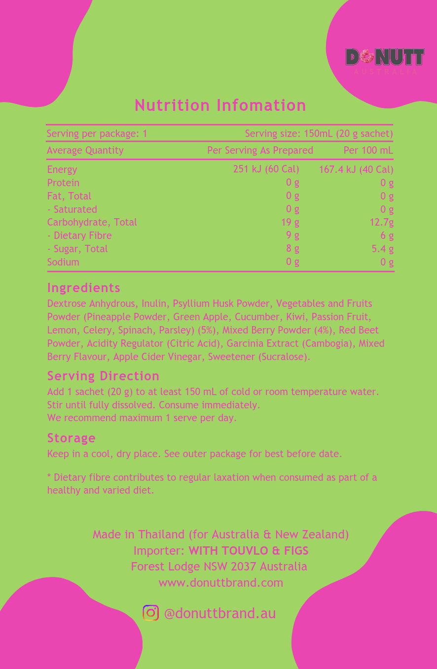 {DONUTT by S.O.S LOO!} Dietary Fibre Powder (Lime & Apple) - 10 sachets/box